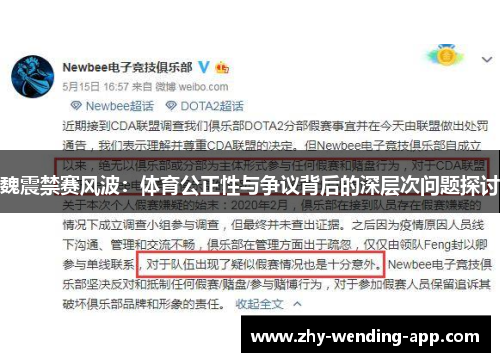魏震禁赛风波：体育公正性与争议背后的深层次问题探讨